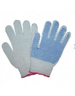 GUANTES MOTEADO BLANCO 3 HILOS RIVETE ROJO