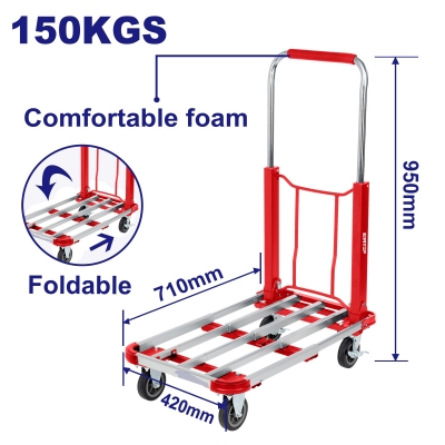 Carro plegable 150kg aluminio y acero 710x420x950mm EMTOP EMWB9A15