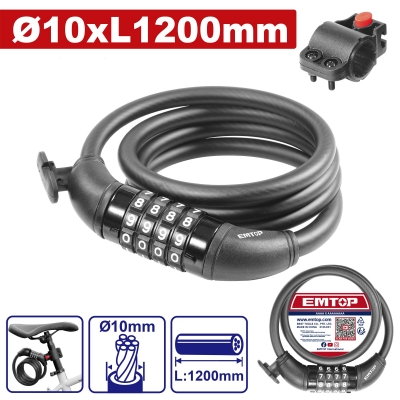Eslinga para bicicleta 10x1200mm 4 combinaciones Emtop EBK101203