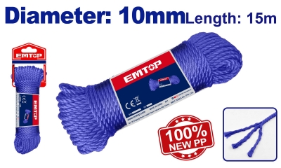 Rollo soga PP 10mm x 15Mt TV EMTOP EMRZ1310