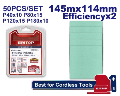 Set 50 lijas 145x114mm P40/80/120/180 SUPER EMTOP ESPR145115