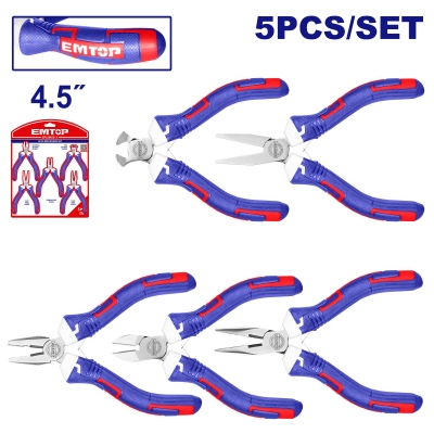 Set 5 mini pinzas 4,5pulg EMTOP EPLSM0511