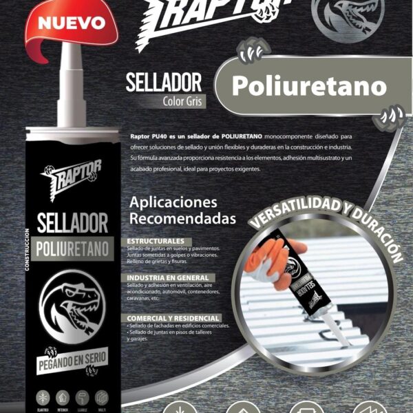 SILICONA PU40 POLIURETANO 450grs. Color Gris