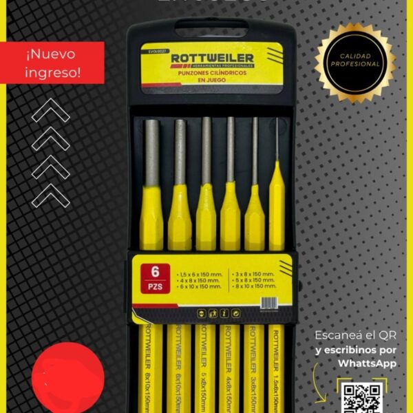 PUNZONES CILINDRICOS EN JUEGO X 6 PIEZAS (CAJA X 40 JUEGOS)