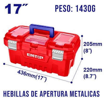 Caja Plastica 17 Pul 436X220X205 C/Band 15K Cierre Metalico Emtop Epbx1702