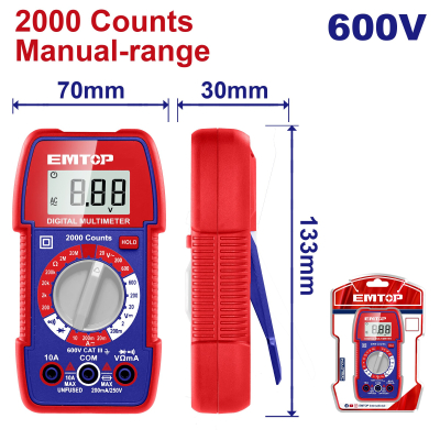 Multimetro digital RMS 2000 Manual Range AC 600V EMTOP EDMR5360011(*)