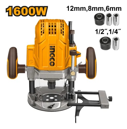 FRESADORA / ROUTEADORA 1600W + ACCESORIOS INDUSTRIAL INGCO