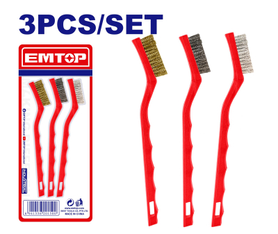 Set de 3 cepillos 7 pulg nylon, laton y acero TV EMTOP EMBH3607