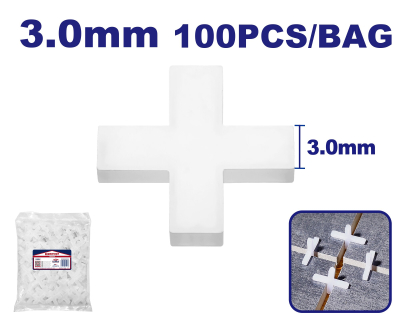 Separador Cruz 3Mm Pp Lados De 21Mm X 100 Unid Emtop Emxz1003