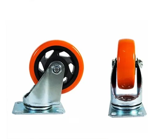 RUEDA PVC NARANJA BASE GIRATORIA 50 X 32 (SOPORTA   60 KILOS)