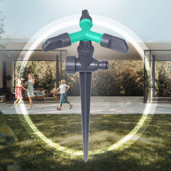 Aspersor estaca giratorio DUKE 3 brazos Cobertura 360° hasta 24 metros