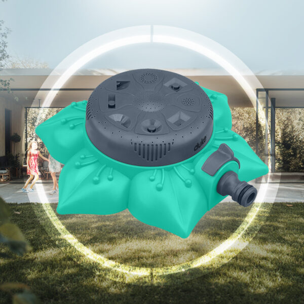 Aspersor plástico 8 funciones DUKE base en forma de flor 360°