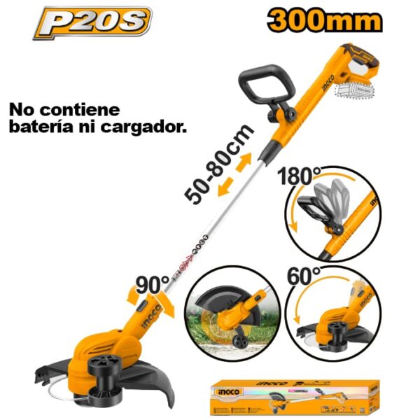 BORDEADORA A BATERIA 300MM (P20S) 20V  FUNCION DE CANTEADO C/RUEDA + BATERIA 2AH + CARGADOR 2AH INDUSTRIAL