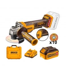 AMOLADORA 115MM 1000W 20V+ BATERIA 4AH + CARGADOR 2AH + INDUSTRIAL INGCO