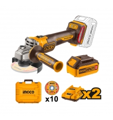 AMOLADORA 115MM 900W 20V+ 2 BATERIAS 4AH + CARGADOR 2AH INDUSTRIAL INGCO