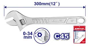 Llave Ajustable 12 Pul Apertura 34Mm Emtop Eawh131222