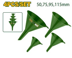 JUEGO DE EMBUDOS DE PLÁSTICO DE 4 PIEZAS - JUEGO DE EMBUDOS DE PLÁSTICO DE 4 PIEZAS MATERIAL: PP TAMAÑO: Φ50,75,95,115MM SE UTILIZA PARA LA TRANSFERENCIA DE LÍQUIDOS