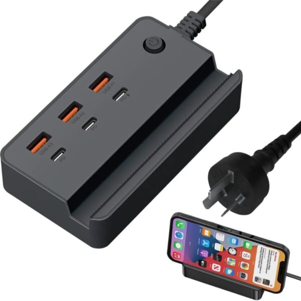 ZAPATILLA 3 USB + 3 TIPO C CON TECLA 1,5 CABLE