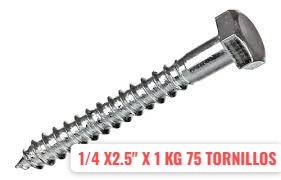 TORNILLO TIRAFONDO 1/4 X2.5" X 1 KG 100U