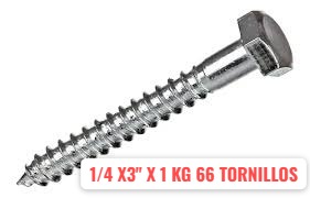 TORNILLO TIRAFONDO 1/4 X3" X 1 KG 66 TORNILLOS APROXIMADAMENTE