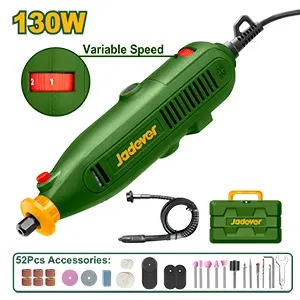 MINI TORNO 130W - VOLTAJE: 220-240VCA 50/60HZ - VELOCIDAD SIN CARGA: 8000 - 35000RPM - TAMAÑO DE LA PINZA: 3,2MM - CONTROL DE VELOCIDAD VARIABLE - INCLUYE 52 ACCESORIOS + CARGADOR + EJE FLEXIBLE