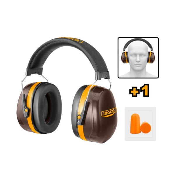 PROTECTOR AUDITIVO INGCO SNR 33 DB + PAR TAPONES AUDITIVOS SNR 38