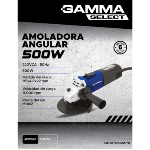 AMOLADOR ANGULAR 115MM 500W GAMMA