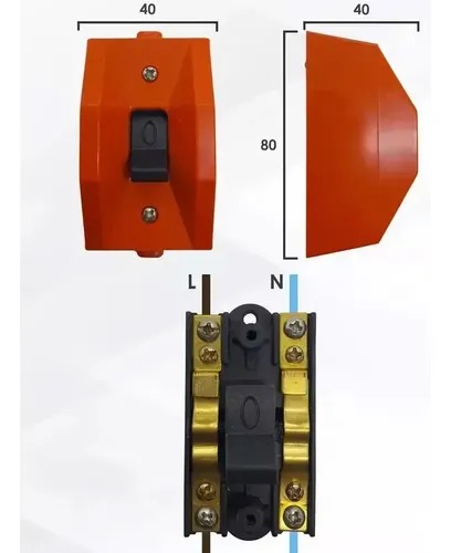 INTERRUPTOR BIPOLAR TAAD 20 AMP NARANJA (1001)