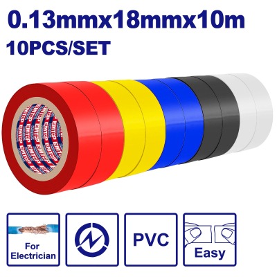 Cinta Aisladora Pvc Pack X 10U. 5 Cols 18Mmx10Mts 0,13Mm Emtop Empn1023
