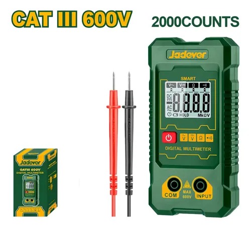 MULTÍMETRO DIGITAL - TRUE RMS 2000 CUENTAS - FUNCIÓN INTELIGENTE - VOLTAJE CC: 200MV~600V - VOLTAJE CA: 200~600V - RESISTENCIA: 200?~20M? - RANGO AUTOMÁTICO