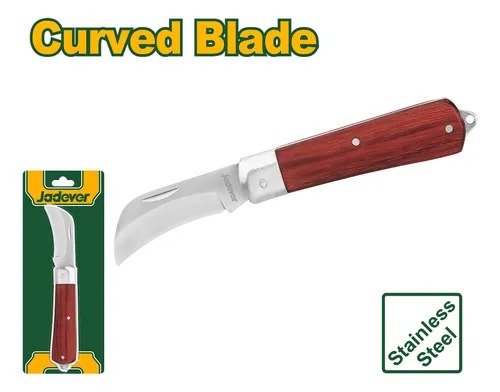 CUCHILLO PELA CABLES CURVO MANGO DE MADERA 198 MM ESPESOR: 3 MM