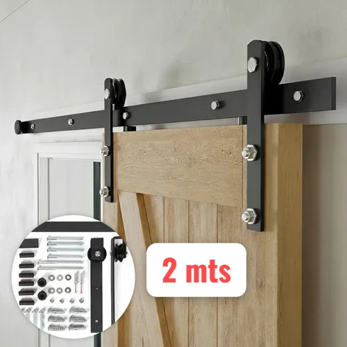 KIT GRANERO X 2 MTS RIEL 38X3 MM CARRO 31X3MM RUEDAS 50 DIAM
