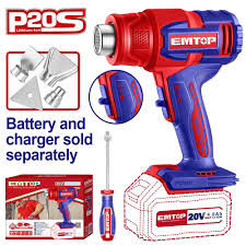 Pistola De Calor Bl 20V 300/550°C C/Acc Bat Y Carg Emtop Ehgn20065